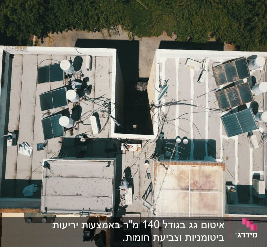 גג עם קולטי שמש, דודי שמש וכבלים